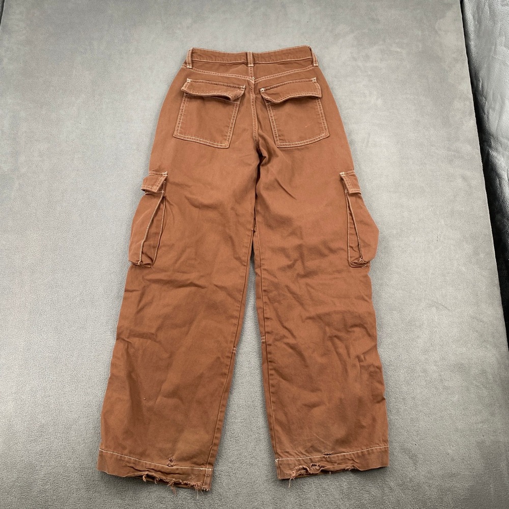 Wild Fable Brown Mid-Rise Baggy Cargo Pants Contrast Stitch Size 00/R - Picture 6 of 13